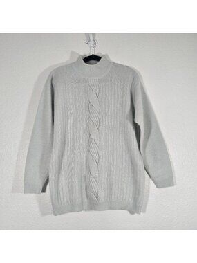 Hasting & Smith Cable Knit Sweater Women Small Lambswool Angora Mock Neck